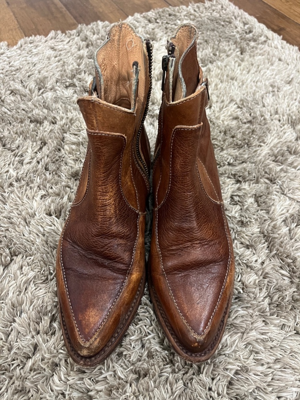 Bed|Stu Cobbler Series Distressed Leather Ankle Boots – Size 8 - Picture 4 of 8
